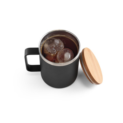 LAUDA. Mug in 90 recycled stainless steel with bamboo lid 420 mL